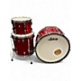 Used Ludwig 3 Piece Classic Maple red sparkle Drum Kit red sparkle