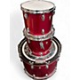 Used Ludwig 3 Piece Classic Maple red sparkle Drum Kit red sparkle