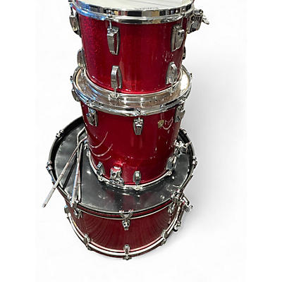 Used Ludwig 3 Piece Classic Maple red sparkle Drum Kit