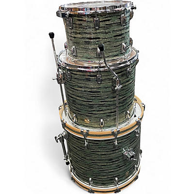 Used Ludwig 3 Piece Custom Classic Maple Mint Oyster Glass Glitter Drum Kit