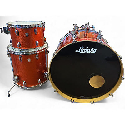 Used Ludwig 3 Piece KEYSTONE X ORANGE  SPARKLE Drum Kit
