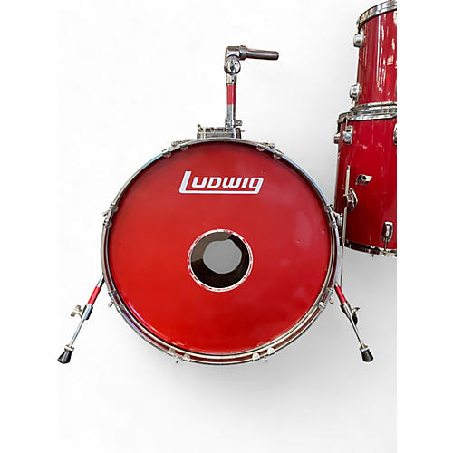 Used Ludwig 3 Piece ROCKER Candy Apple Red Drum Kit Candy Apple Red
