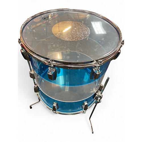 Used Ludwig 3 Piece Vistalite 50th Anniversary Fab 3-Piece Shell Pack Blue/Clear/Blue Drum Kit Blue/Clear/Blue