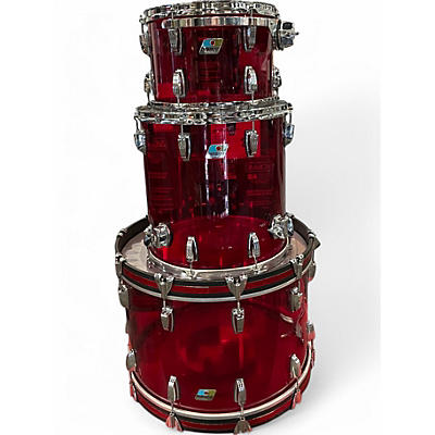 Used Ludwig 3 Piece Vistalite 50th Anniversary Fab Acrylic Red Drum Kit