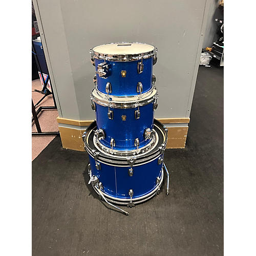 Ludwig Used Ludwig 3 piece Classic Maple Blue Sparkle Drum Kit blue sparkle