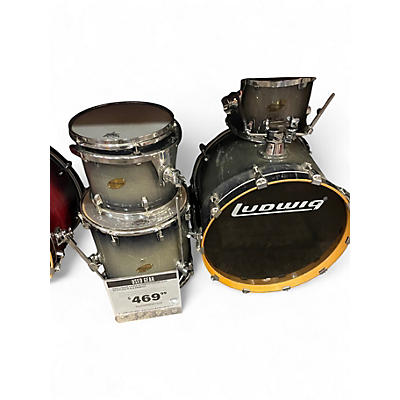 Used Ludwig 4 Piece Accent CS Custom Elite SILVER AND BLACK Drum Kit