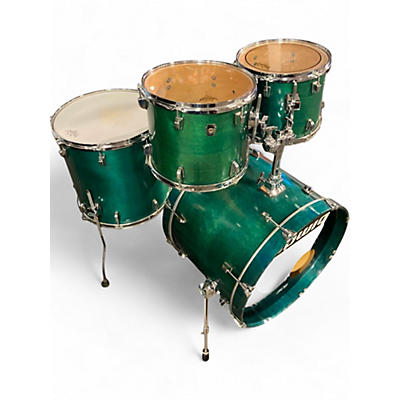 Used Ludwig 4 Piece Classic Birch TRANSPARENT GREEN Drum Kit