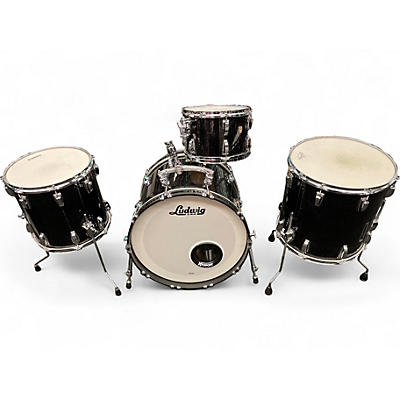 Used Ludwig 4 Piece Classic Maple Black Galaxy Sparkle Drum Kit
