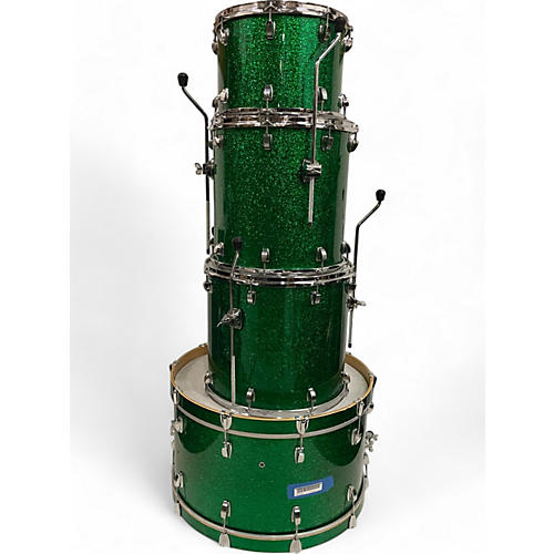 Ludwig Used Ludwig 4 Piece Classic Maple GREEN SPARKLE Drum Kit GREEN SPARKLE