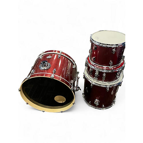 Used Ludwig 4 Piece Classic Maple Pro red sparkle Drum Kit red sparkle