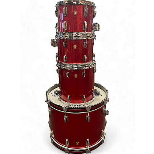 Ludwig Used Ludwig 4 Piece Classic Maple Red Sparkle Drum Kit Red Sparkle