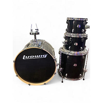 Used Ludwig 4 Piece ELEMENT EVOLUTION Black Sparkle Drum Kit