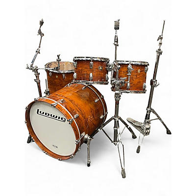 Used Ludwig 4 Piece USA Legacy Maple Exotic Custom w/ Atlas Hardware Mahogany Stained Maple Drum Kit