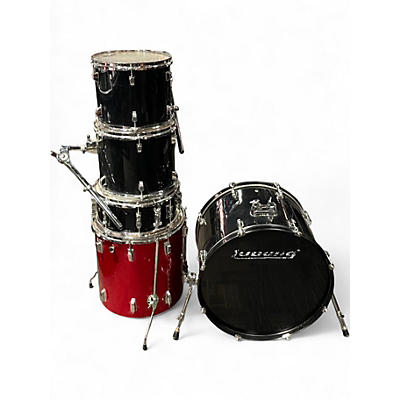 Used Ludwig 5 Piece 5 Piece Assorted Shell Pack Black Drum Kit