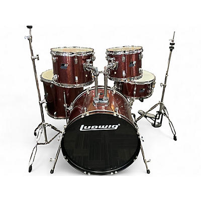 Used Ludwig 5 Piece 5 Piece Backbeat Wine Red Drum Kit