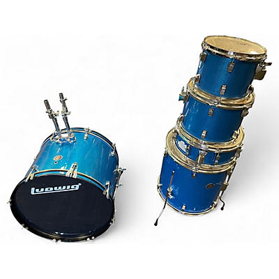 Used Ludwig 5 Piece Accent Blue Drum Kit