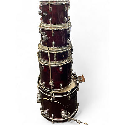 Used Ludwig 5 Piece Accent CS Burgundy Drum Kit