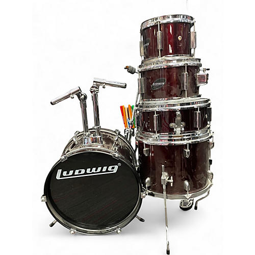 Used Ludwig 5 Piece Accent CS red Drum Kit red