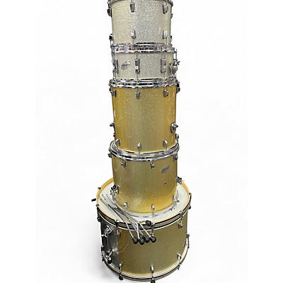 Used Ludwig 5 Piece Accent Gold Silver Drum Kit