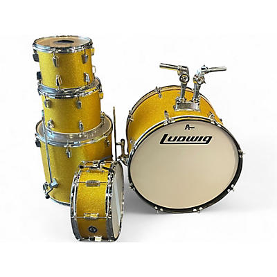 Used Ludwig 5 Piece Accent Metallic Gold Drum Kit