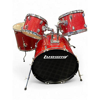 Used Ludwig 5 Piece Accent Red Drum Kit