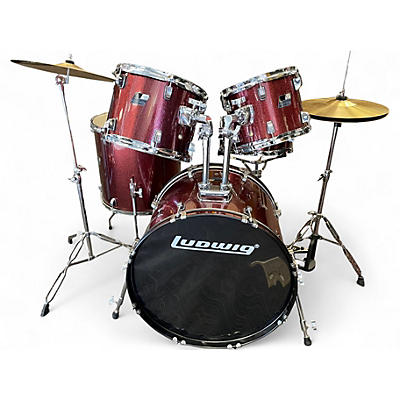 Used Ludwig 5 Piece BACKBEAT 5 PC RED SPARKLE Drum Kit