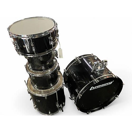 Used Ludwig 5 Piece BACKBEAT Black Drum Kit Black