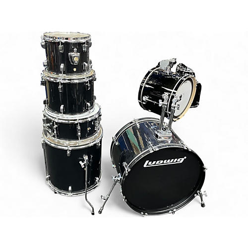 Used Ludwig 5 Piece BackBeat Black Sparkle Drum Kit Black Sparkle