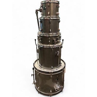 Used Ludwig 5 Piece Backbeat Complete 5 Piece Drum Set Metallic Silver Sparkle Drum Kit