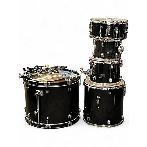 Used Ludwig 5 Piece Backbeat Complete Beginner Drumset  Black Sparkle Drum Kit Black Sparkle