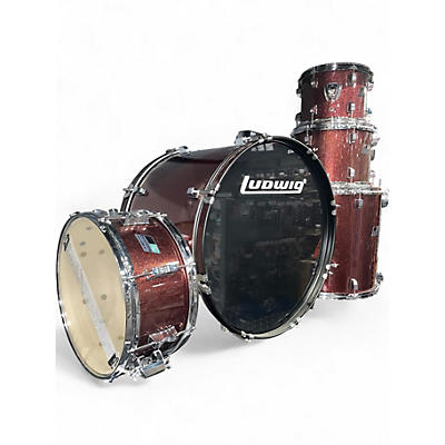 Used Ludwig 5 Piece Backbeat Complete Burgundy Mist Drum Kit