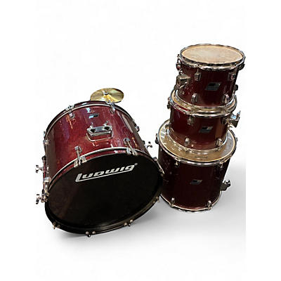 Used Ludwig 5 Piece Backbeat Ruby Drum Kit