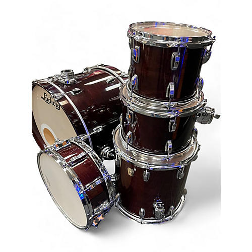 Used Ludwig 5 Piece Classic Maple 5 pc Dark cherry stain Drum Kit Dark cherry stain
