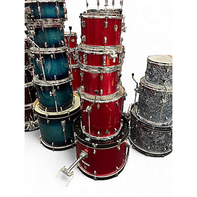 Used Ludwig 5 Piece Classic Maple Fab Outfit Red Sparkle Drum Kit
