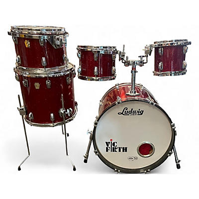 Used Ludwig 5 Piece Classic Maple RED SPARKLE Drum Kit