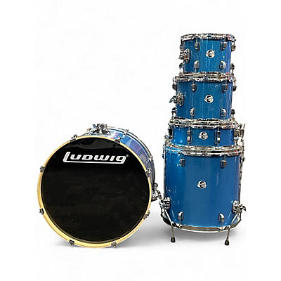 Used Ludwig 5 Piece ELEMENT BLUE SPARKLE Drum Kit