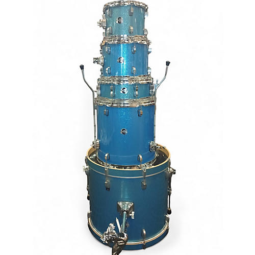 Used Ludwig 5 Piece Element Evolution Blue Sparkle Drum Kit Blue Sparkle