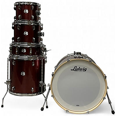 Used Ludwig 5 Piece Element Evolution Red Sparkle Drum Kit