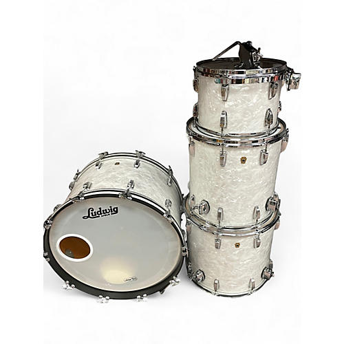 Used Ludwig 5 Piece Legacy Mahogany White Marine Pearl Drum Kit White Marine Pearl