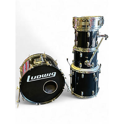 Used Ludwig 5 Piece Rockers Black Drum Kit