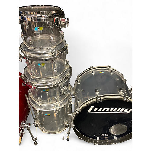 Used Ludwig 5 Piece Vistalite Clear Drum Kit Clear