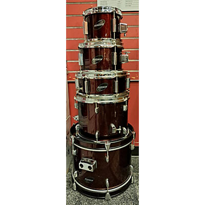 Used Ludwig 5 piece Accent CS Candy Apple Red Drum Kit