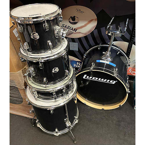 Ludwig Used Ludwig 5 piece Element Evolution 5 Piece Shell Pack BLACK SPARKLE Drum Kit BLACK SPARKLE