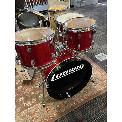 Used Ludwig 5 piece Monroe Keystone 5 Piece Red Sparkle Drum Kit