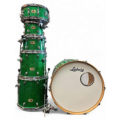Used Ludwig 6 Piece Centennial Green Sparkle Drum Kit