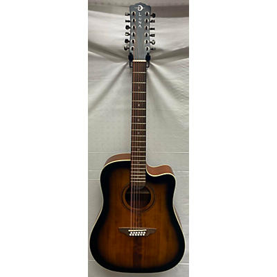 Luna Guitars Used Luna Art V DCE 12 Brown Burst 12 String Acoustic Electric Guitar