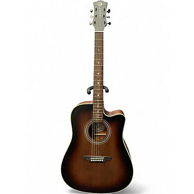 Used Luna Art Vintage Dreadnought Cutaway Brown Sunburst Acoustic Electric Guitar