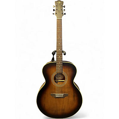 Used Luna Art Vintage Folk JE Vintage Distressed Brownburst Acoustic Electric Guitar