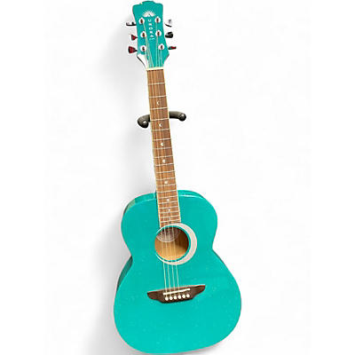 Used Luna Aurora Borealis 3/4 SIZE GREEN SPARKLE Acoustic Guitar