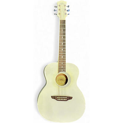 Used Luna Aurora Borealis White Sparkle Acoustic Guitar